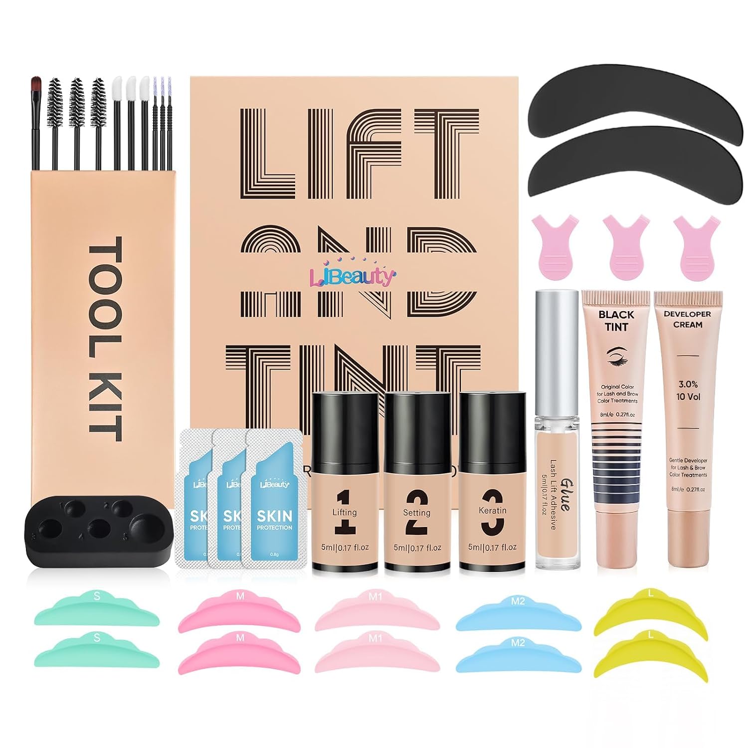 Lash Lift Kit and Black Color Kit, Brow Lamination Kit Friendly for Beginner Easy Use Safe Effective Results