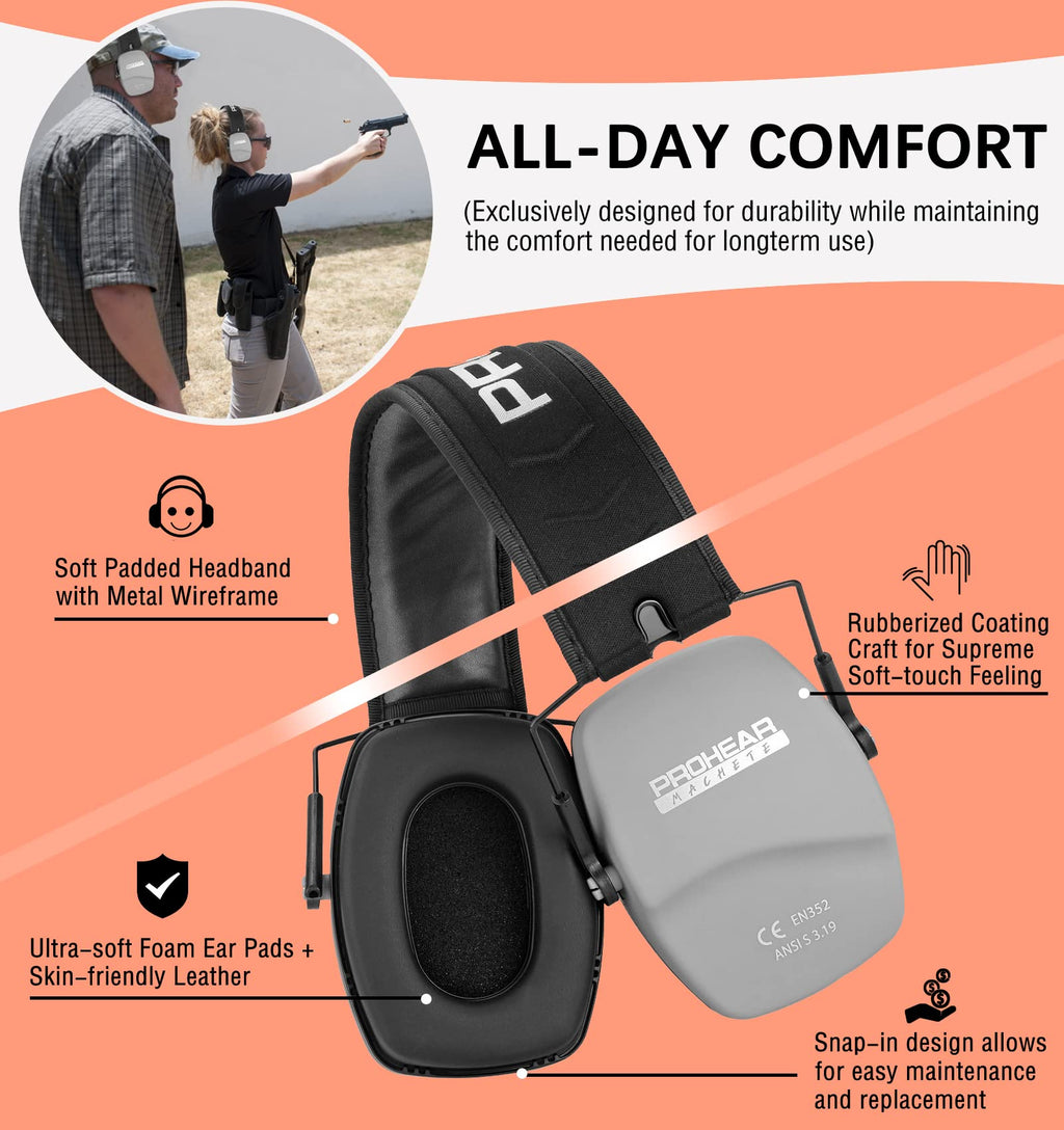 016 NRR 26dB Shooting Ear Protection, Slim Passive Earmuffs