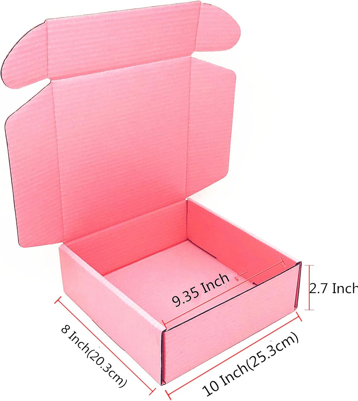Pink Shipping Box Mailers, 10 x 8 x 2.7 Inch Cardboard Storage Box 10 Pack