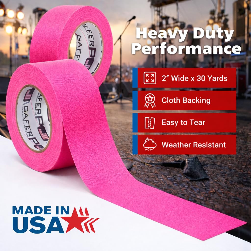 Fluorescent Pink Gaffer Tape 2 Inch x 30 Yards, 11.5 Mil
