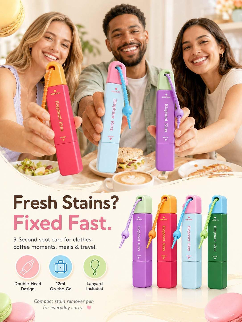 Elephant Kiss Stain Remover, 3-Second Stain Remover Pen for Clothes (Blue)
