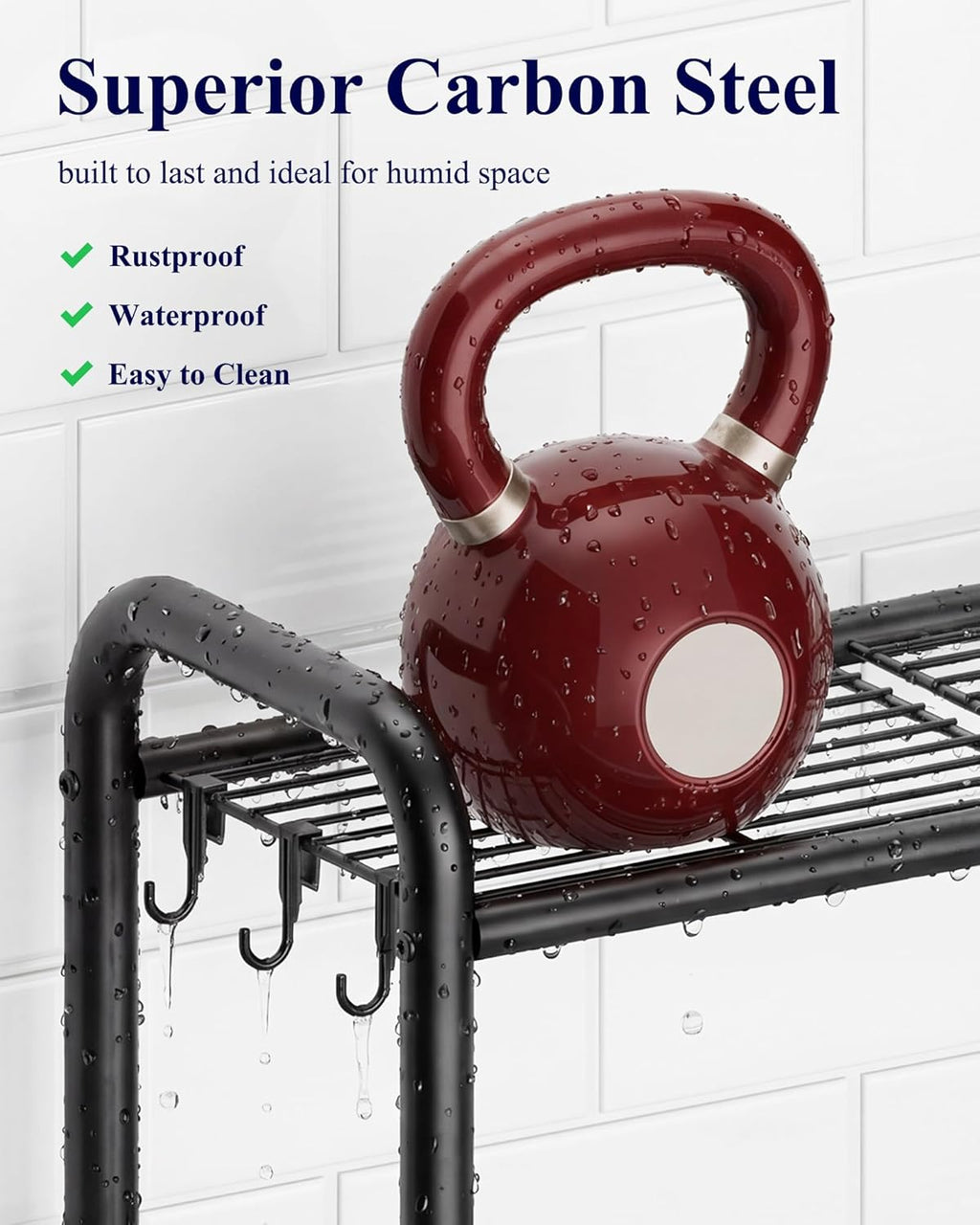 Over Toilet Storage Rack, 63.2" H Space-Saving, Holder & Hooks | Bathroom, Laundry Room, Small Spaces, Families
