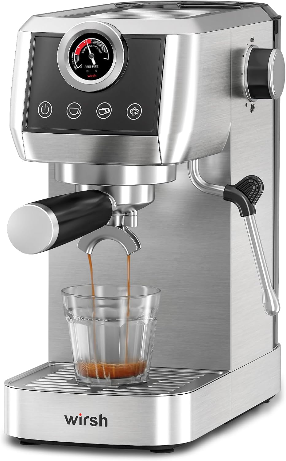 Espresso Machine,20 Bar Semi-Automatic Espresso Maker with Milk Frother Steamer&Touch Screen,Compact Stainless Steel