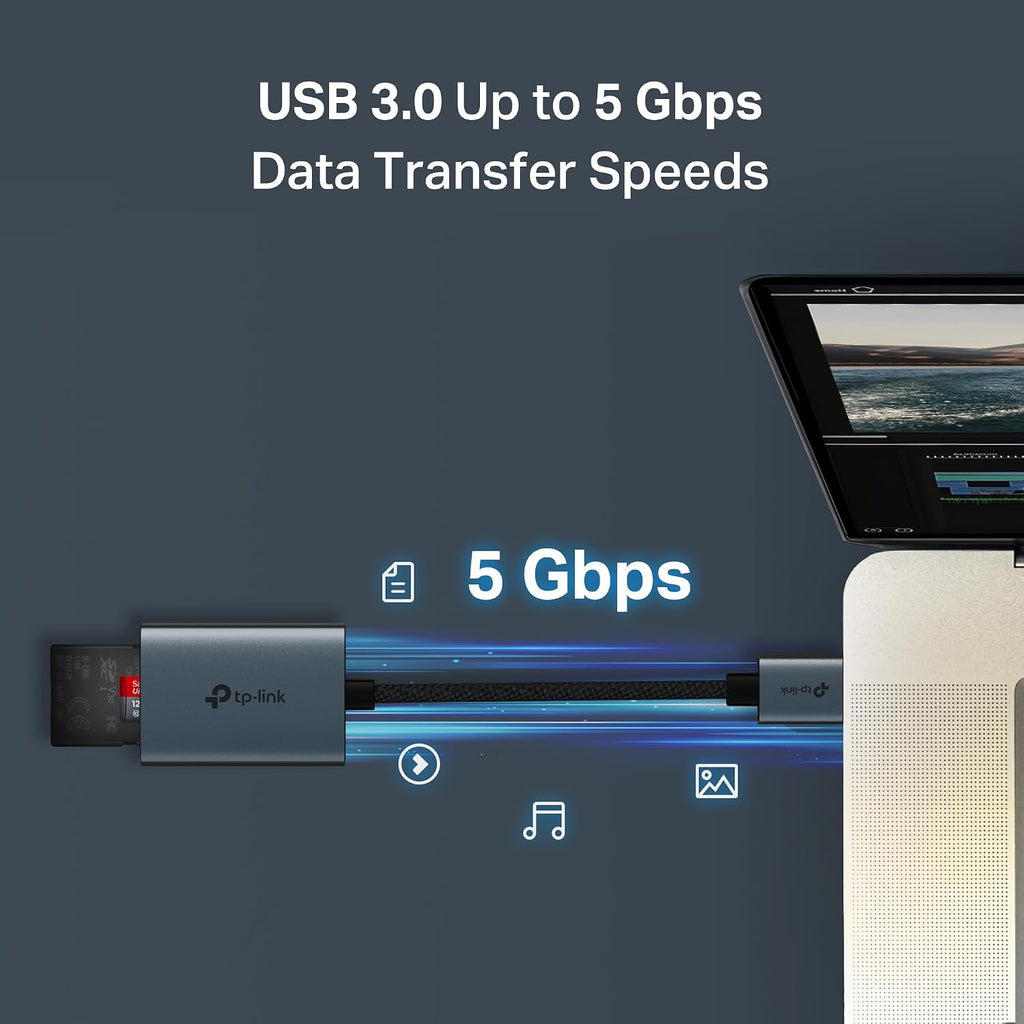 SD Card Reader, High-Speed USB 3.0 to SD & microSD Card Reader, Aluminum Dual Slot Memory Card Reader for Laptop &
