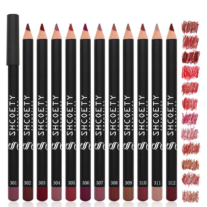 12 Colors Matte Lip Liner Set,Brown Tone Lip Pencil Kit,12 Assorted Colors High Pigmented Natural Makeup,Longwear