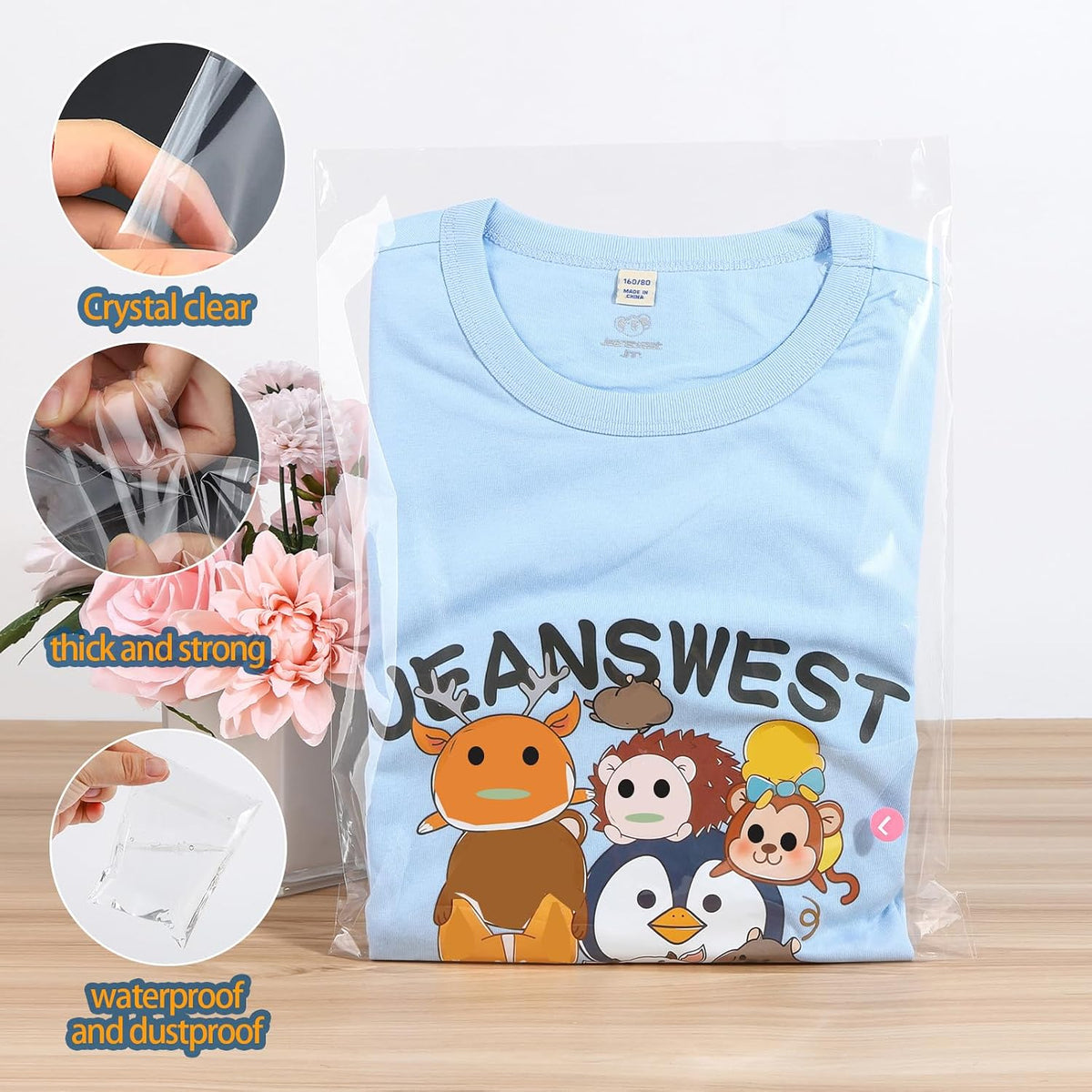 Clear Resealable Cellophane Bags 12x16 inches, 100 PCS OPP Self Seal Plastic Gift Packaging Goodie Bags, Perfect for