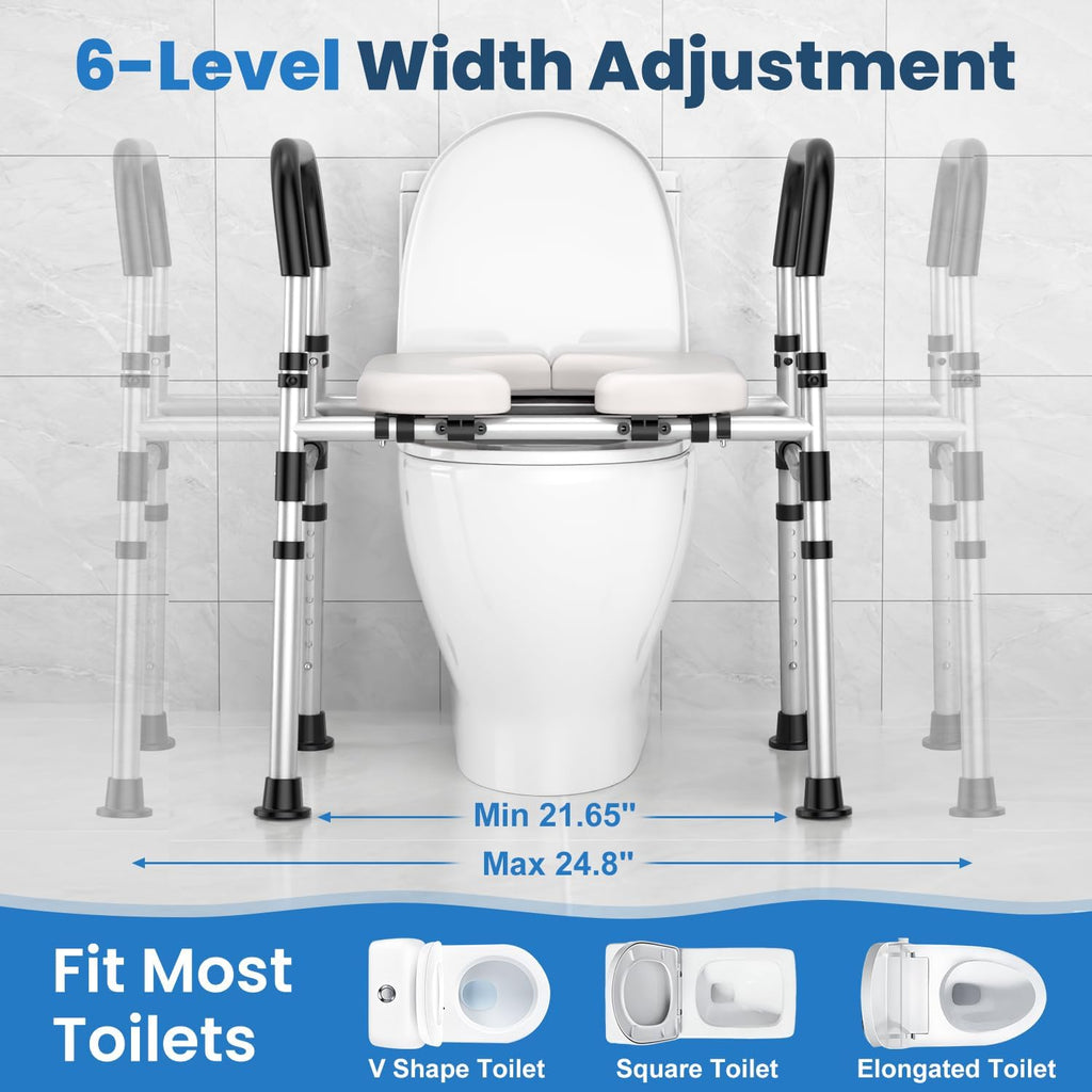 Toilet Seat Riser for Seniors, Raised Toilet Seat with Handles - FSA/HSA Eligible, Adjustable Height & Width