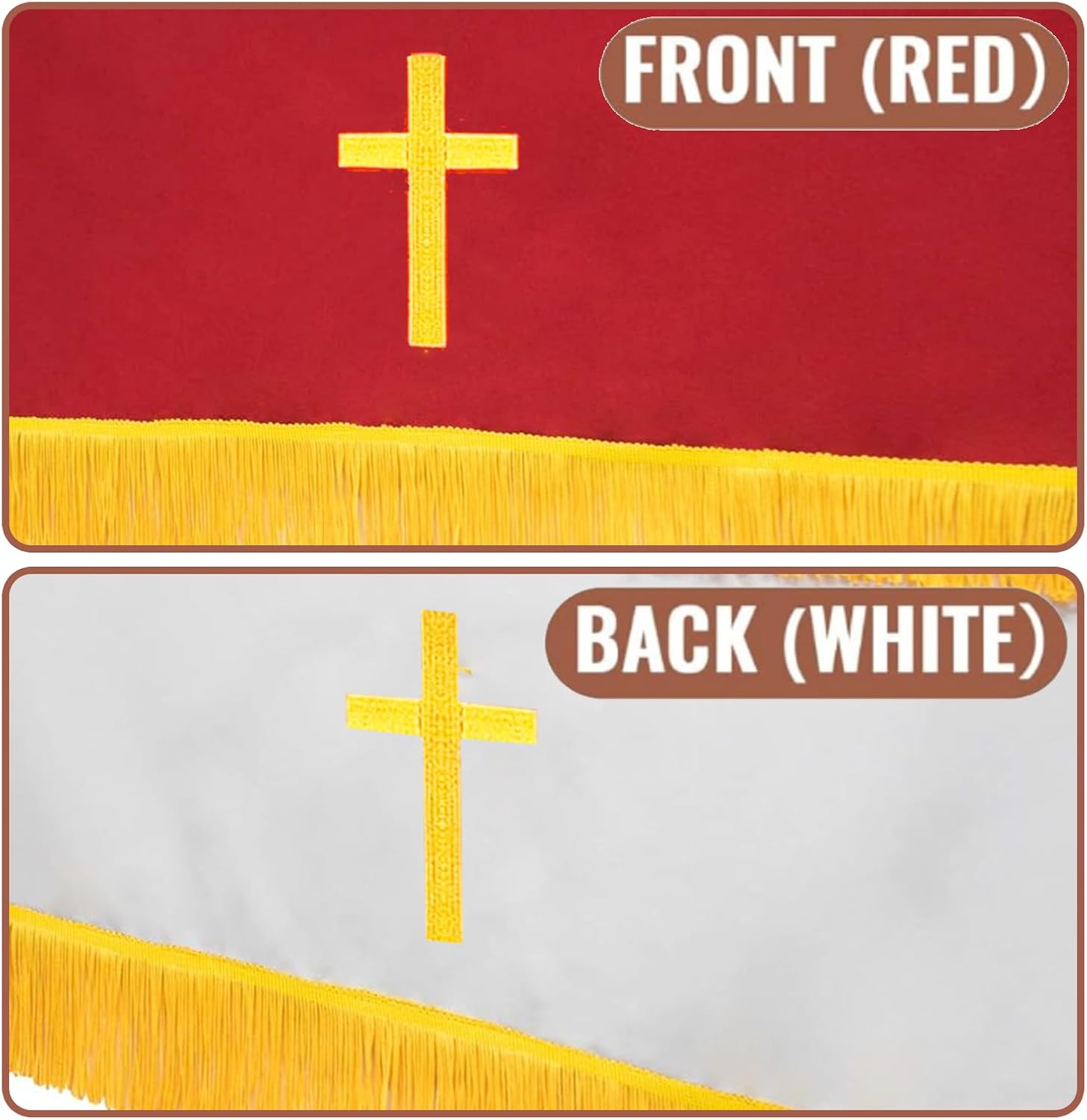 Set of 3 Reversible Parament Set,Pulpit Scarf and Communion Table Runner Bible Bookmark with Embroidered Cross Church