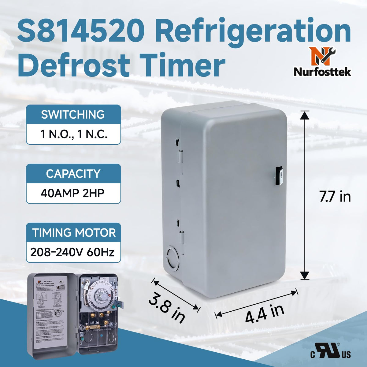 Nurfosttek S8145-20 Commercial Defrost Timer for Refrigeration Systems