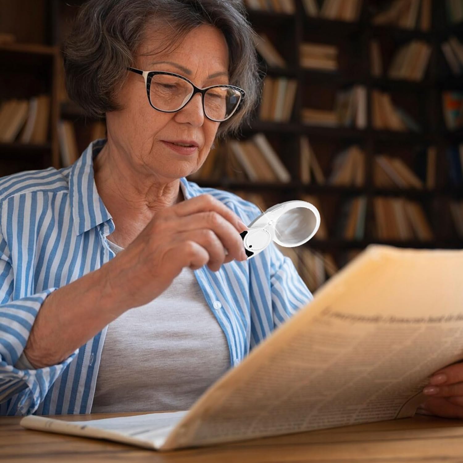 Magnifying Glass with Light, 5X Pocket Magnifier, Lightweight LED Illuminated Magnifying Glass for Reading, Macular