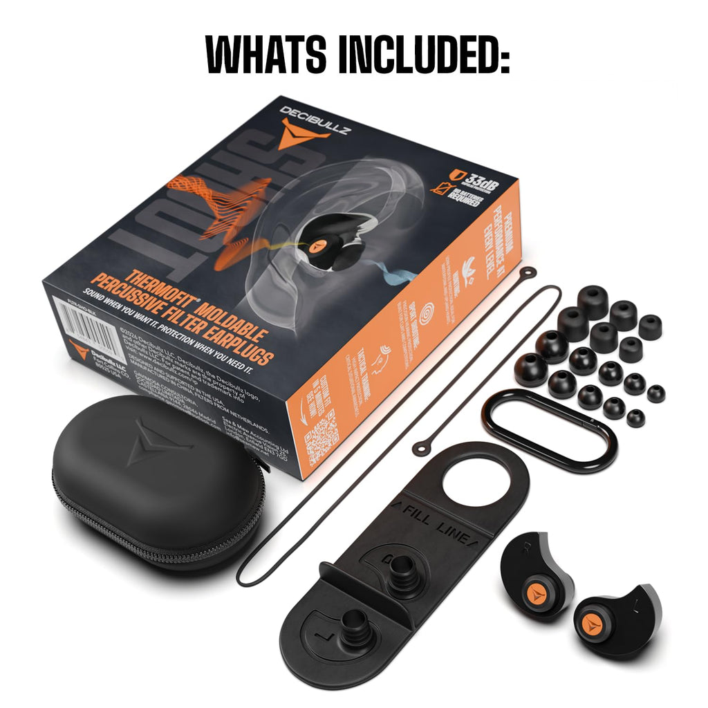 Percussive Moldable Ear Plugs, 33dB NRR Shooting Ear Protection