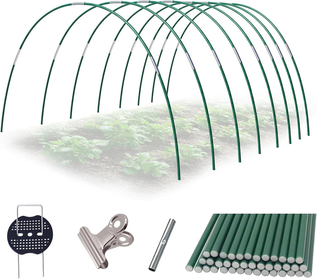 Garden Hoops Kit for Raised Beds, 40pcs Fiberglass Greenhouse Hoops, Row Cover Hoops for Insect Netting Frost Cloth