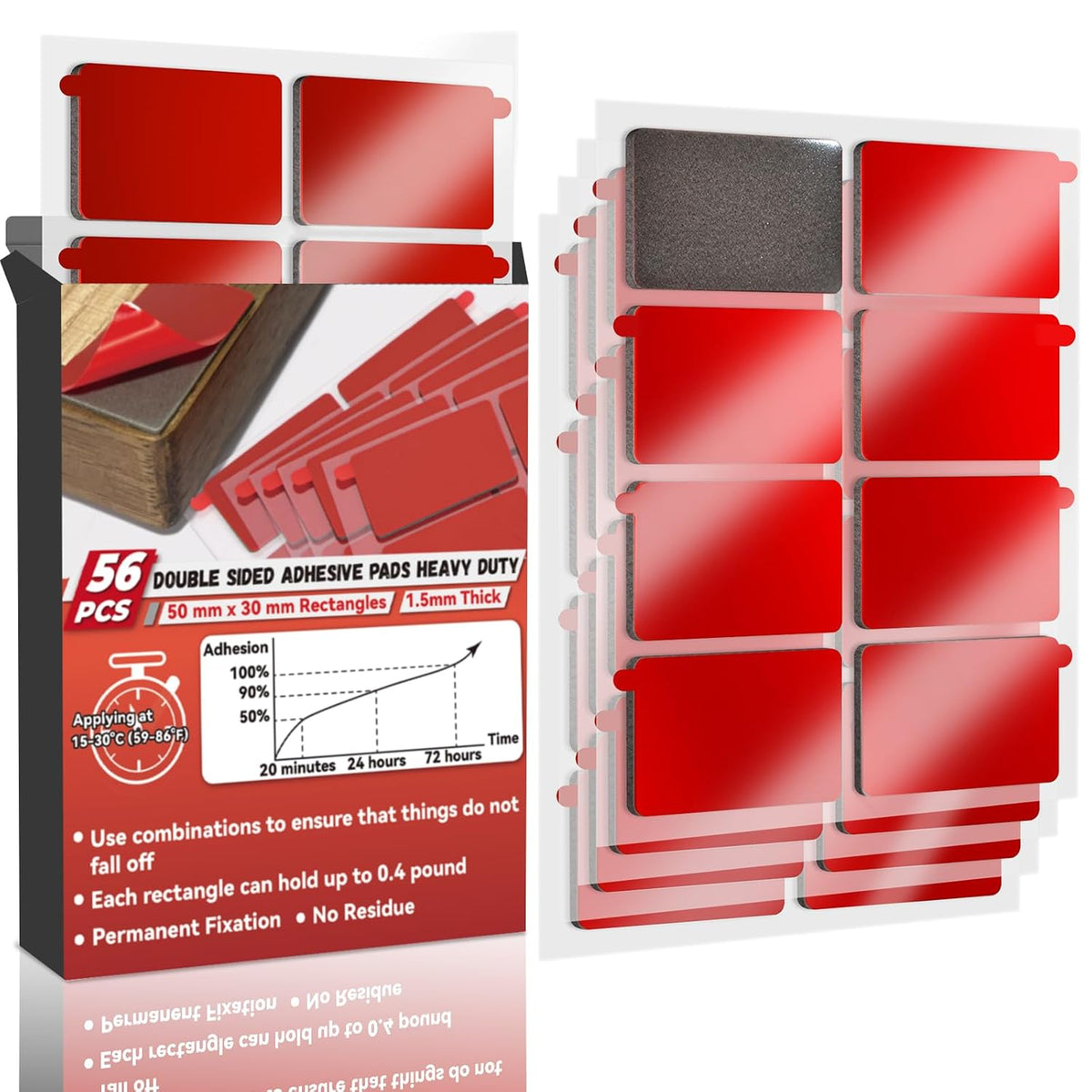 56Pc Premium Double Sided Mounting Tape Heavy Duty, Heat Resistant