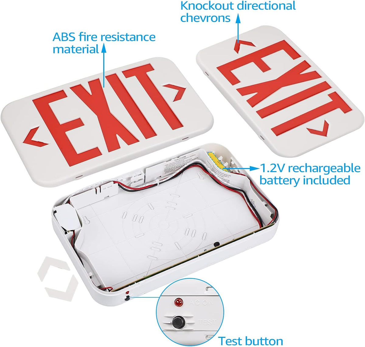 12-Pack Red Letter LED Exit Sign with Battery Backup, White