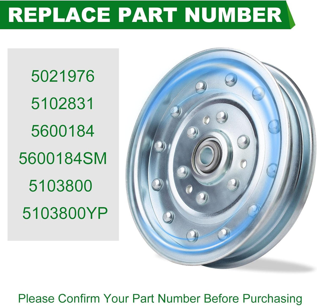 Flat Idler Pulley (5021976 5102831 5600184SM 5103800 5021976 5600184 5103800YP) Fits Ferris Snapper (3 Pack)
