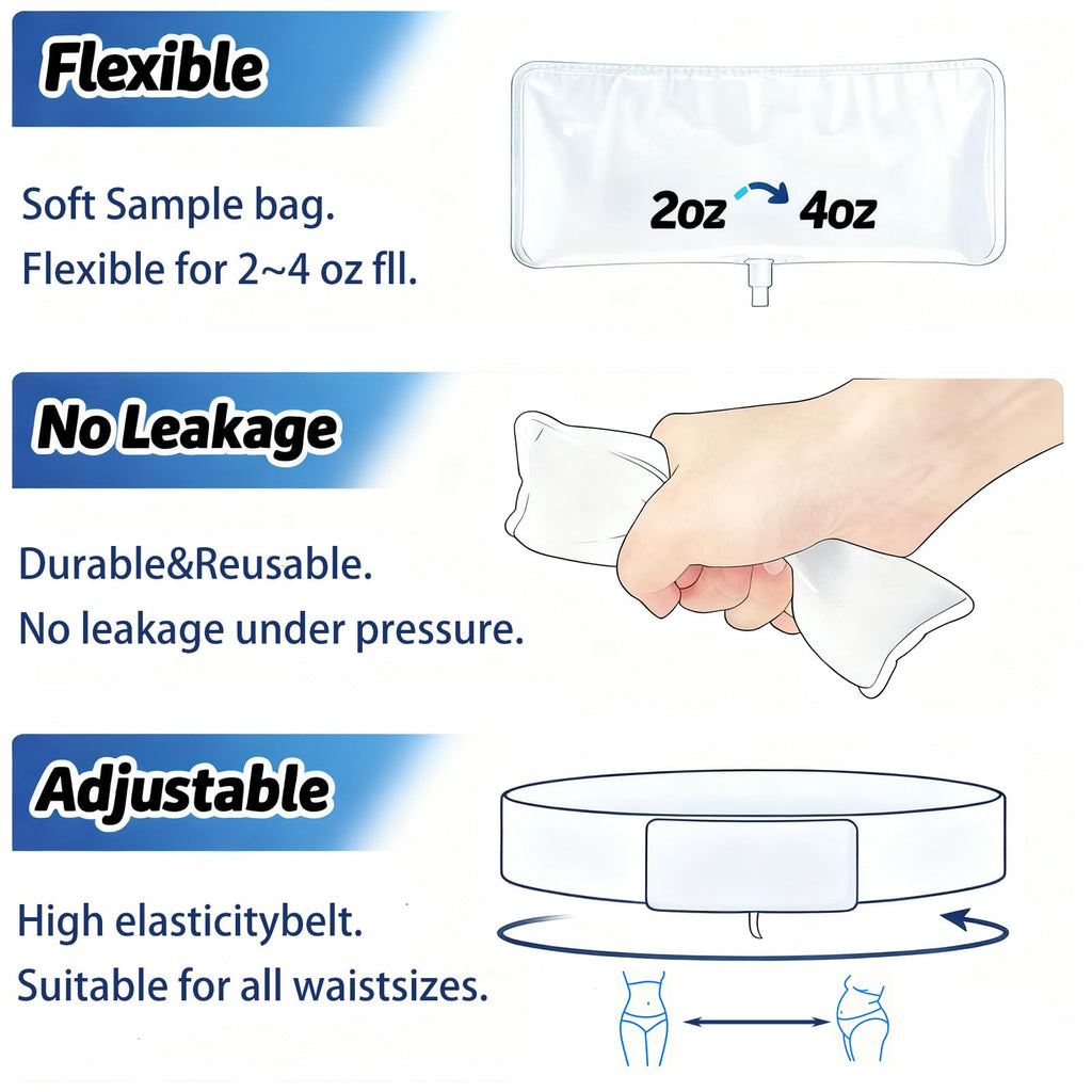 Urine Test Kit with Hidden Belt, Refillable 2-4 oz Sample Bag