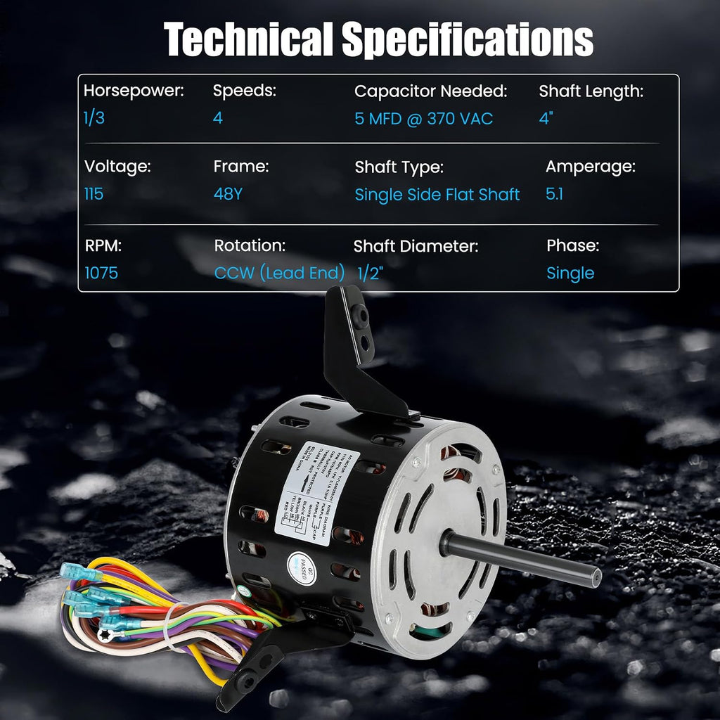 60L21 Furnace Blower Motor – Replacement for Lennox 60L21, 60L2101, 29W71, 21W85 – 1/3 HP 115V 1075 RPM Furnace Motor – Compatible with Armstrong, Ducane, Allied, Concord, US Motors K55HXHFZ-8638