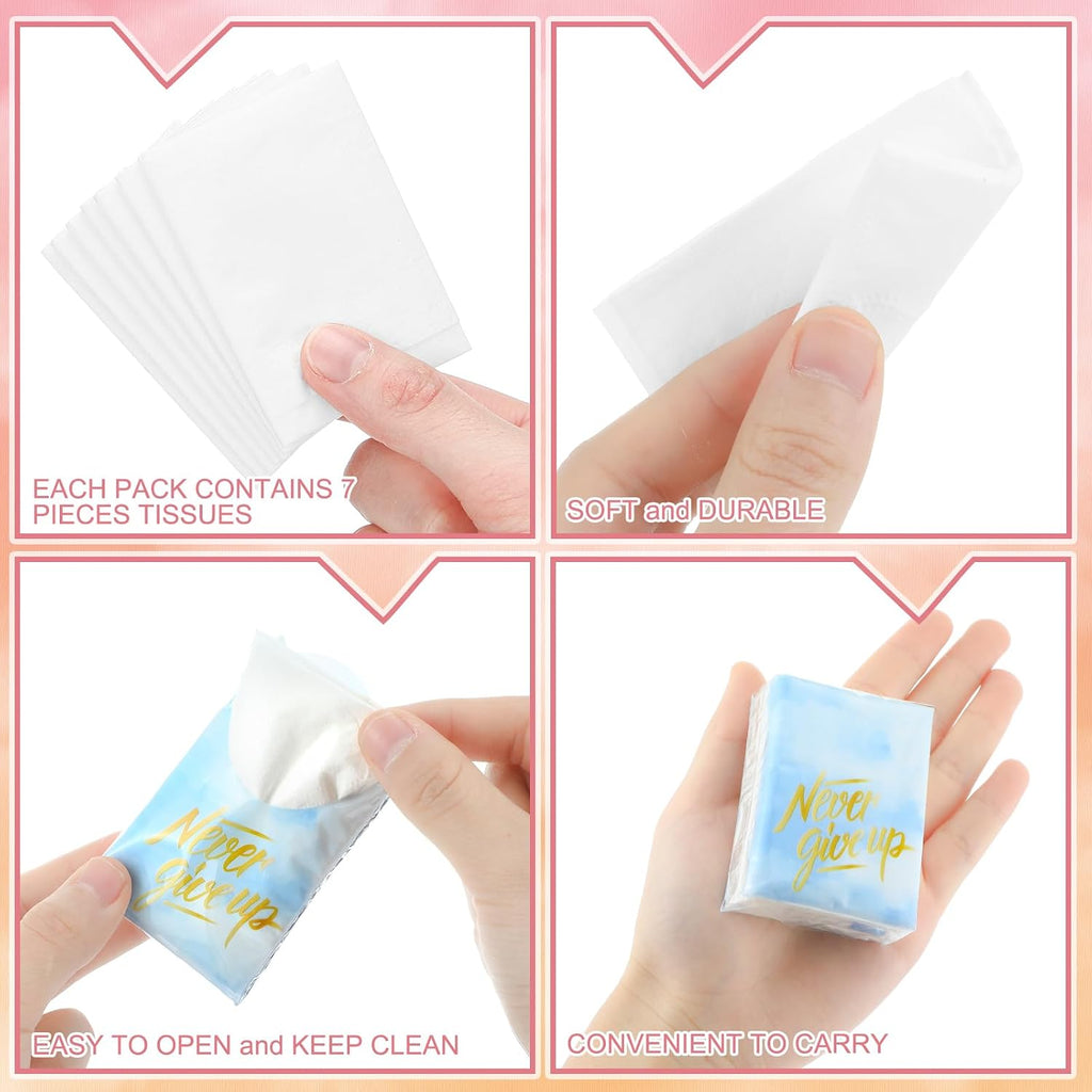 200 Packs Inspirational Pocket Tissue Travel Size Individual Facial Tissue Bulk Mini Pocket Paper 3 Ply for Family