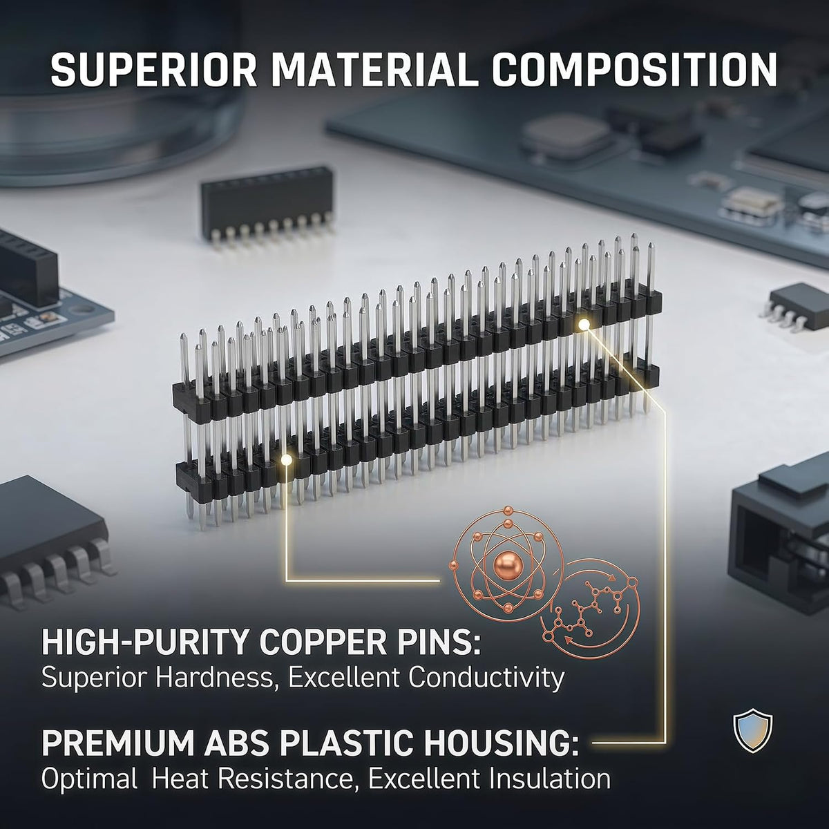2x40 Pin Header Strip, 45mm, Double Row Header Pins Connector