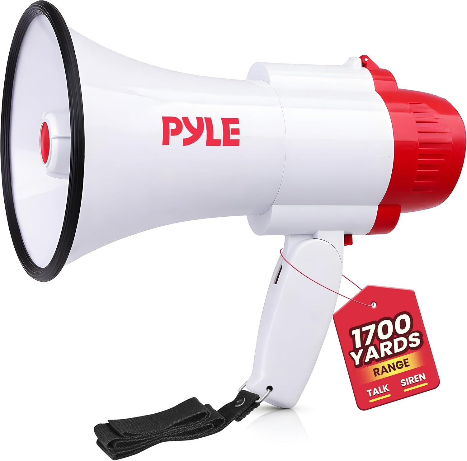 30W Megaphone Bullhorn with Built-in Siren, Voice Recorder, and 1700-Yard Range, Featuring Adjustable Volume Control