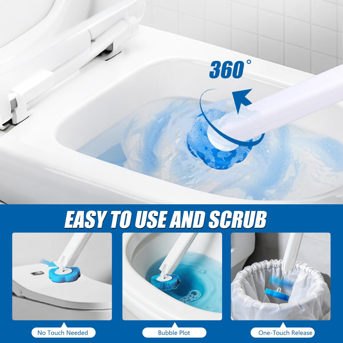 Disposable Toilet Brush Set, 2 Pack with 72 Refills & Wall Holder