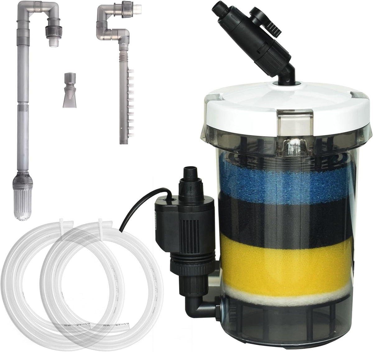 105GPH Canister Filter, External Aquarium Filter Ultra-Quiet Water Circulation Cleaning Machine with Water Pump, 4