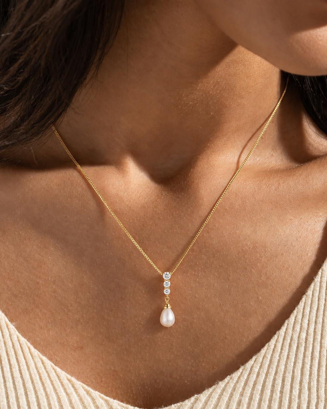 Pearl Necklace for Women- 14K Gold-plated/White Gold-plated Dainty Pearl Necklace for Women