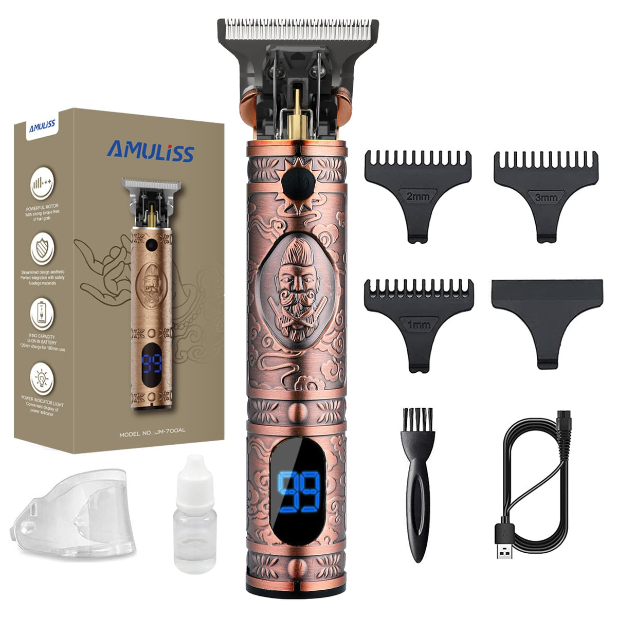 Beard Trimmer for Men,Zero Gapped Vintage Professional Hair Clipper
