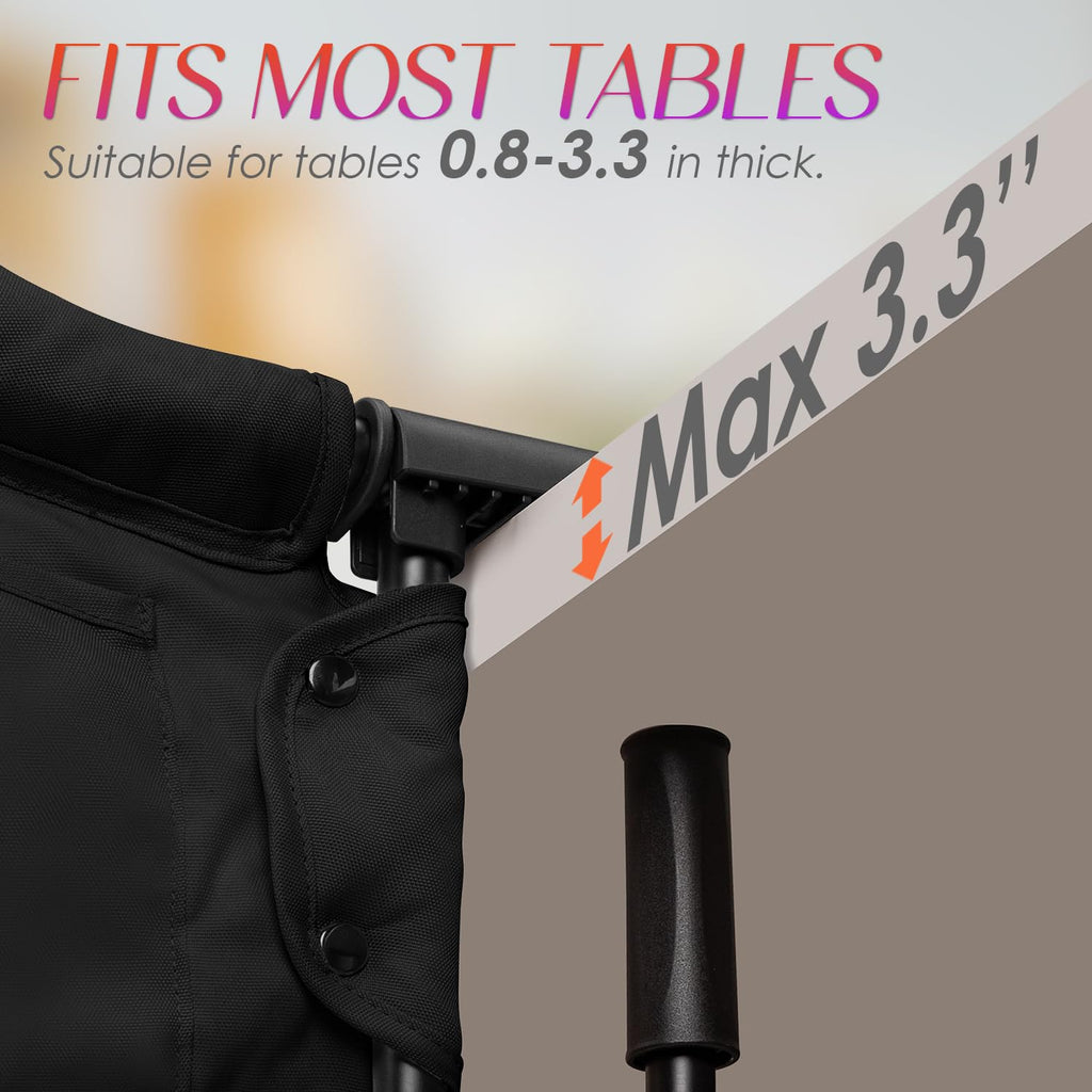 Hook on High Chair,Portable Foldable High Chair for Babies 6-36 Months, Includes Storage Bag (Black)
