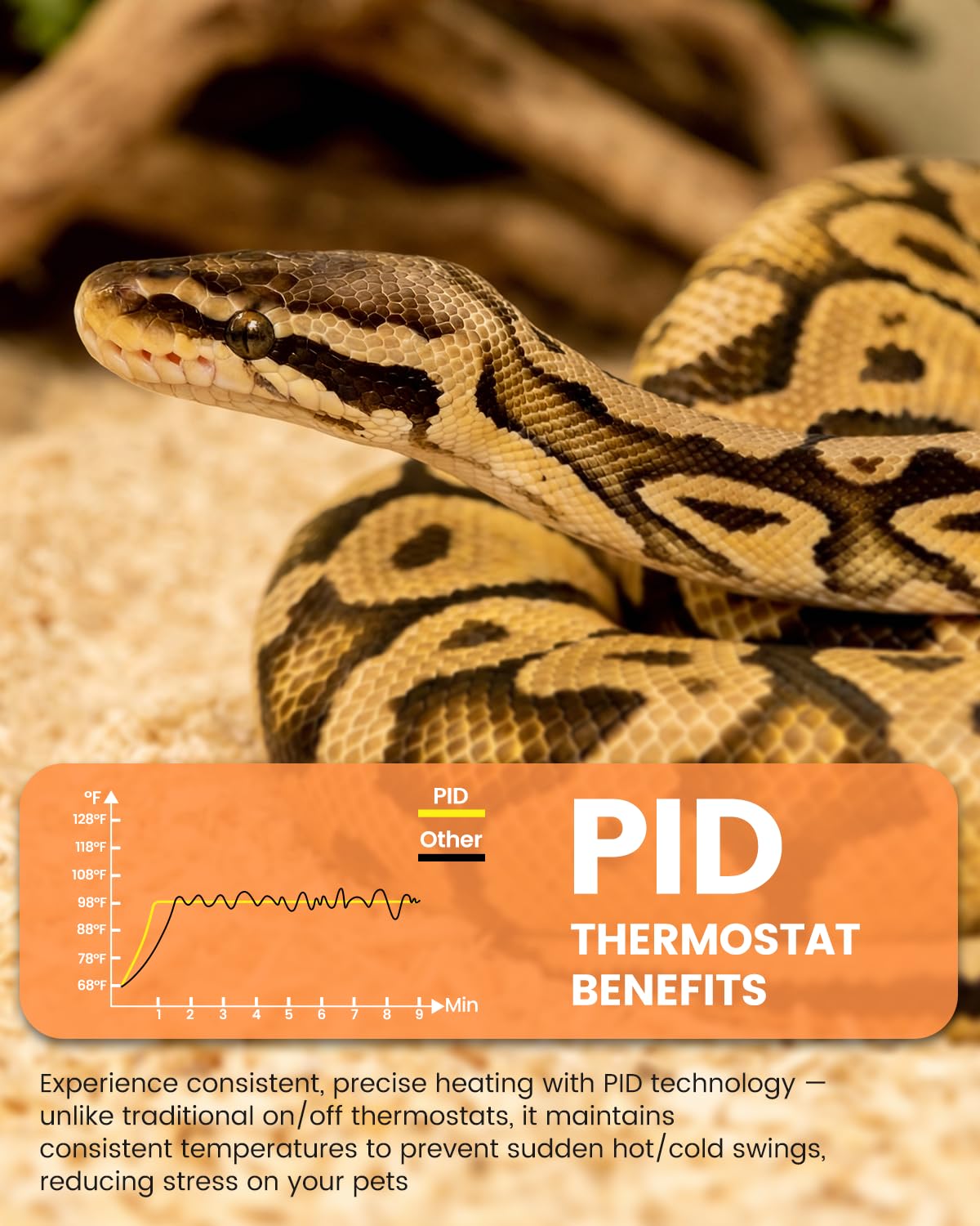 450W Reptile Thermostat Controller - PID Dimming Thermostat Control with Day/Night Timer for Reptile Heat Lamps