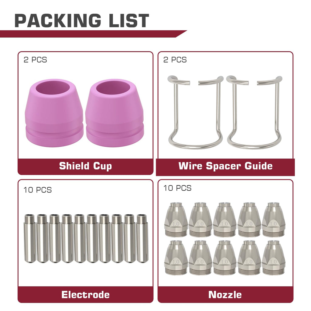ARCCAPTAIN AG-60 Plasma Cutter Torch Consumables, 24Pcs .040''