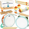 Toddler Musical Instruments - Montessori Wooden Musical Toys for Toddlers 1-3 | Modern Boho Baby Drum Set with