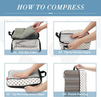 6 Set Compression Packing Cubes, Travel Organizers (Polka Dot) | Space-Saving & Drawstring Bag Included