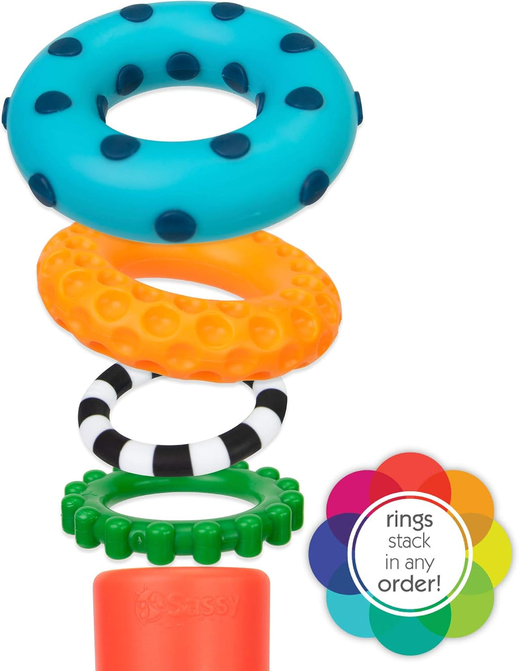 Stacks of Circles Stacking Ring STEM Learning Toy, Age 6+ Months, Multi, 9 Piece Set