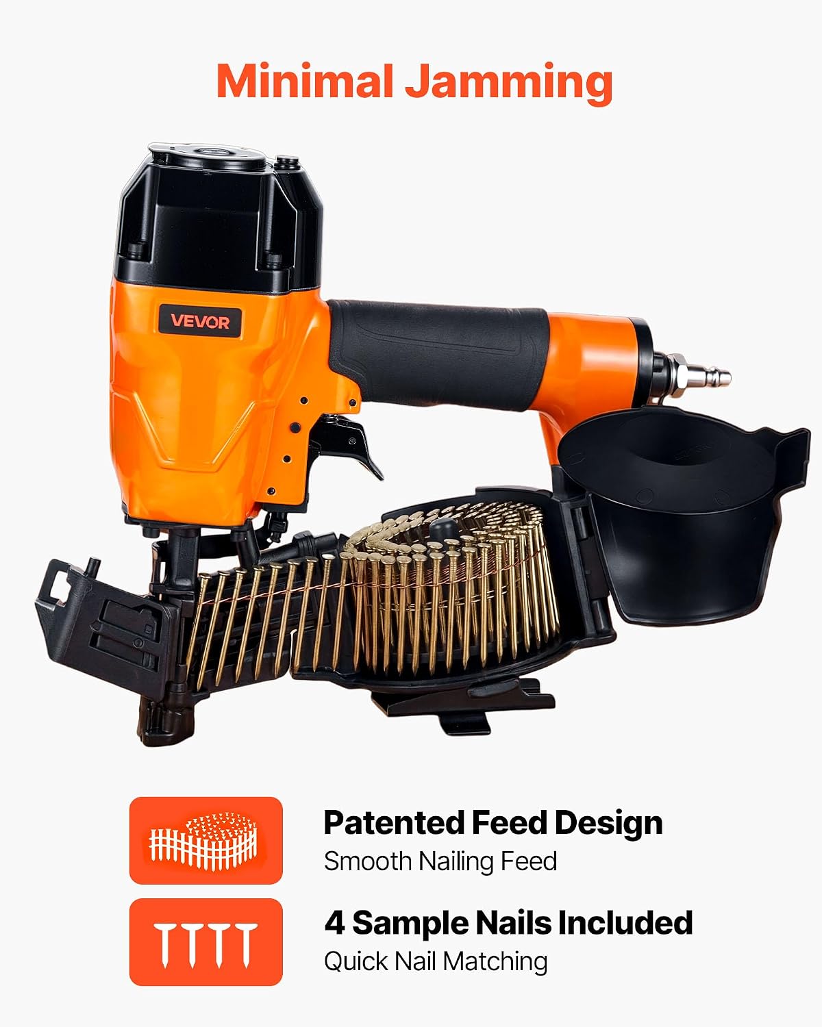 Air Roofing Nailer CN45C, 3/4" to 1-3/4" 15 Degree Roofing Nail Gun with Two Firing Modes & Tool-Free Depth