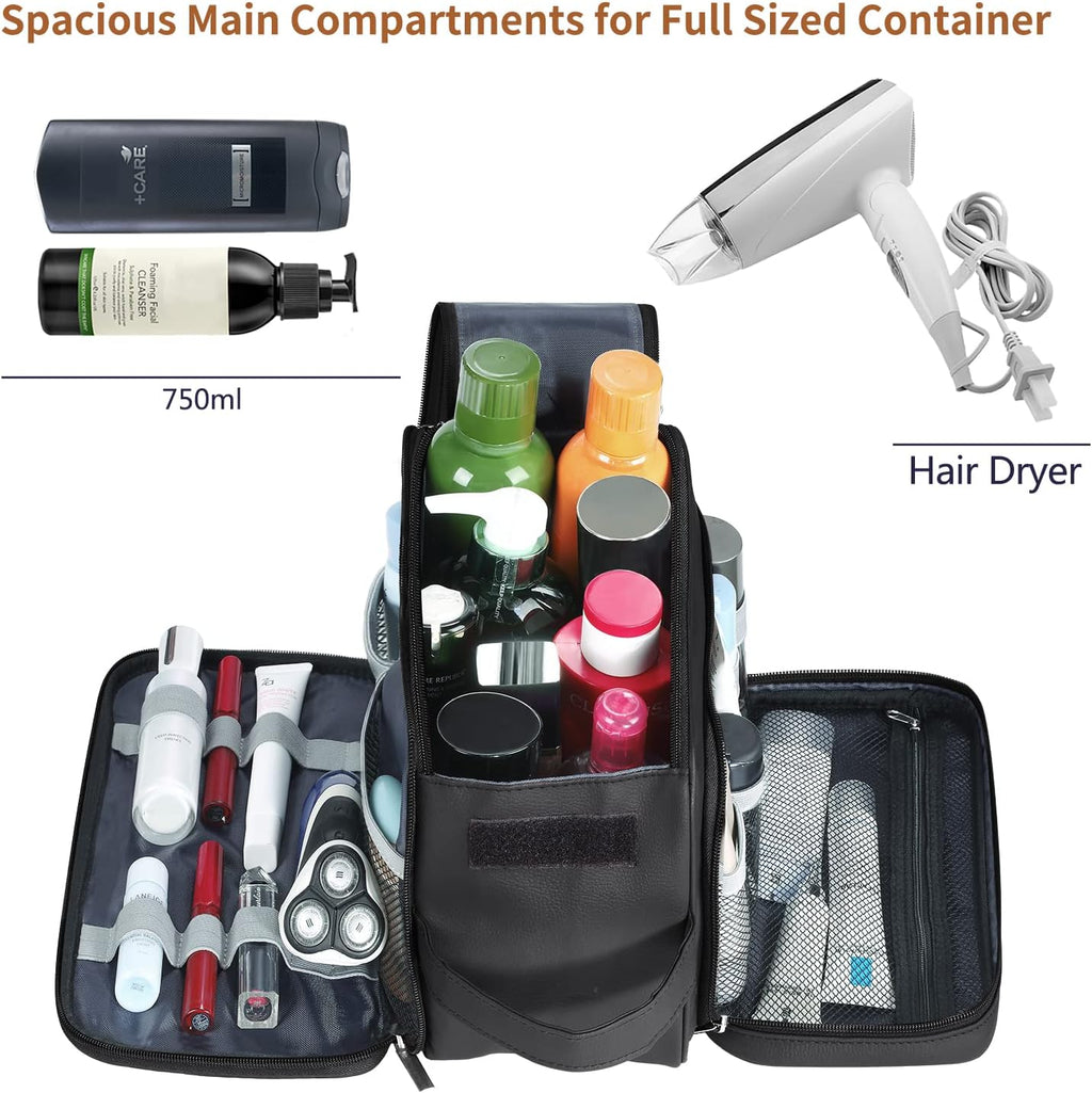 Extra Large Toiletry Bag for Men, Travel Toiletry Organizer Dopp Kit Water-resistant Shaving Bags, PU Leather