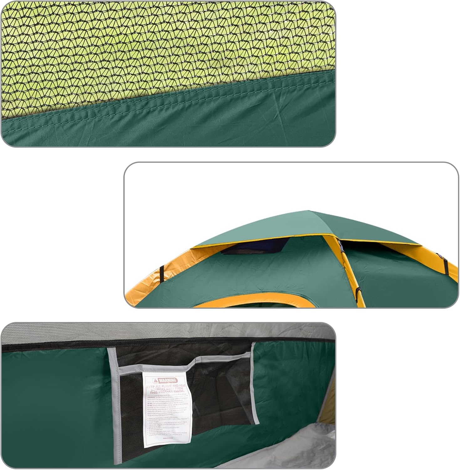 6 Person 4 Season Dome Tent, Easy to Set Up for Camping & Hiking, Lightweight & Portable, Green