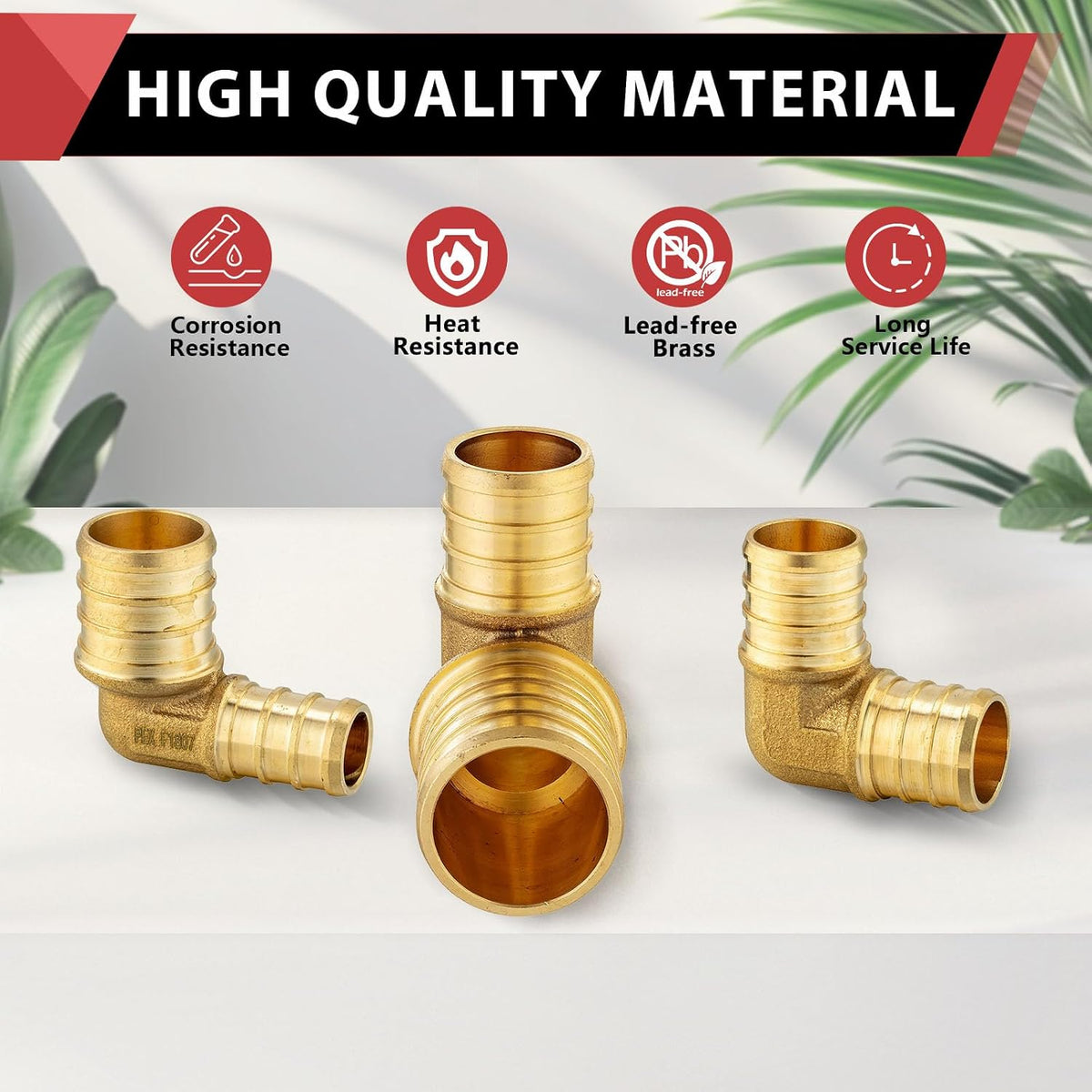 5PACK EFIELD 1-Inch Pex Elbow Barb Crimp Brass Fitting(PEX1807062-5)
