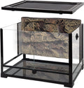 34 Gallon Large Reptile Glass Terrarium Tank with Foam Backgrounds,Double Hinge Door with Screen Ventilation Reptile