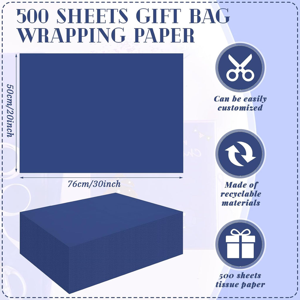 500 Sheets Navy Blue Tissue Paper Bulk 20 x 30 Inch for Rosh Hashanah Gifts