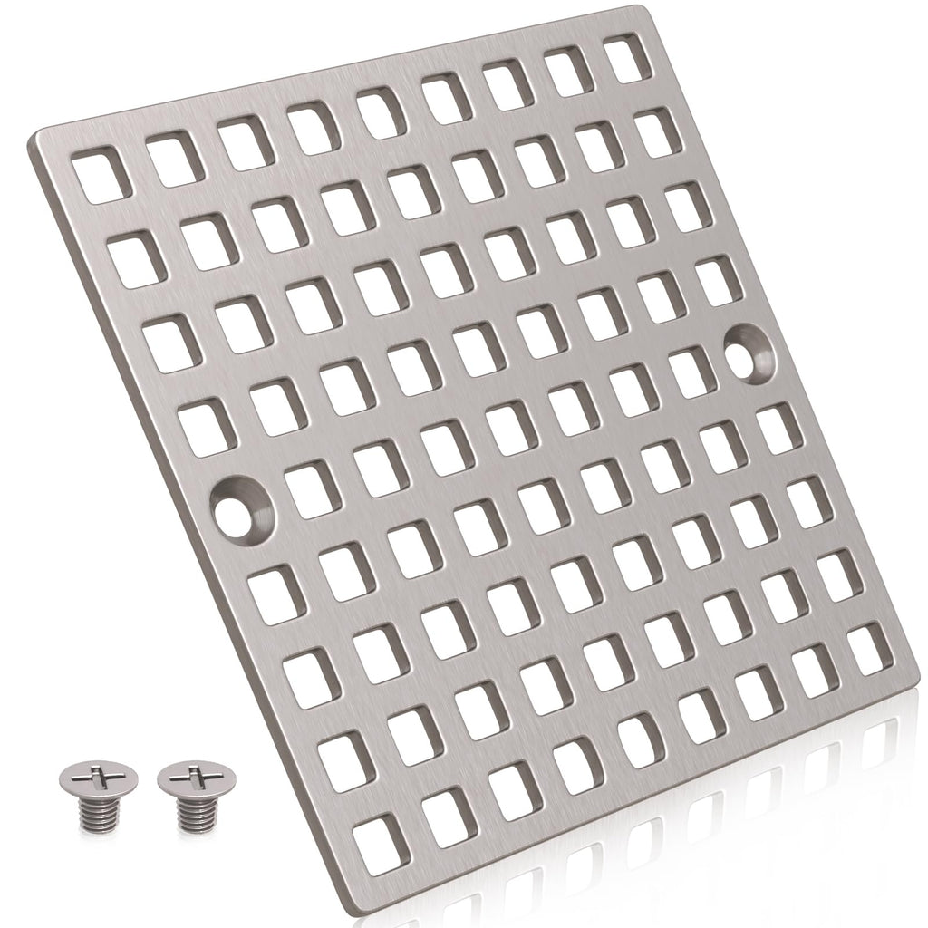 3-7/8" Brushed Nickel Square Shower Drain Cover for Floor Drain