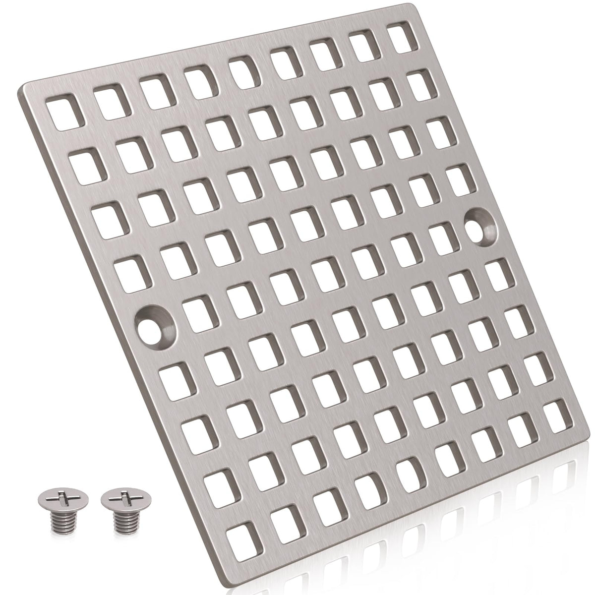 3-7/8" Brushed Nickel Square Shower Drain Cover for Floor Drain