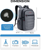 Camera Bag for DSLR, Waterproof Camera Backpacks for Photographers, Camera Case with Laptop Compartment-14 Grey