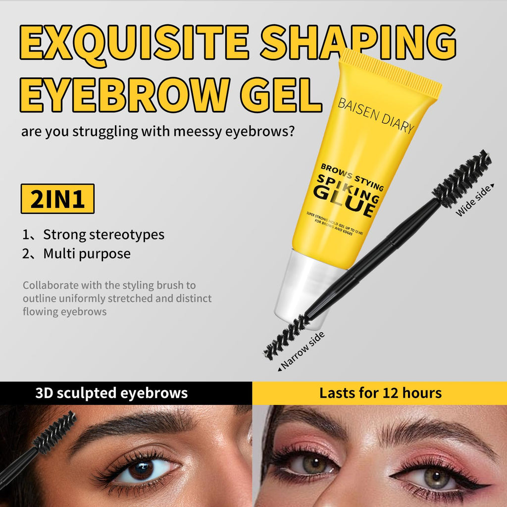 Brow Styling Spiking Glue - Clear Eyebrow Setting Gel, Brow Fix Gel for Long-Lasting Hold, Waterproof & Sweat-Proof