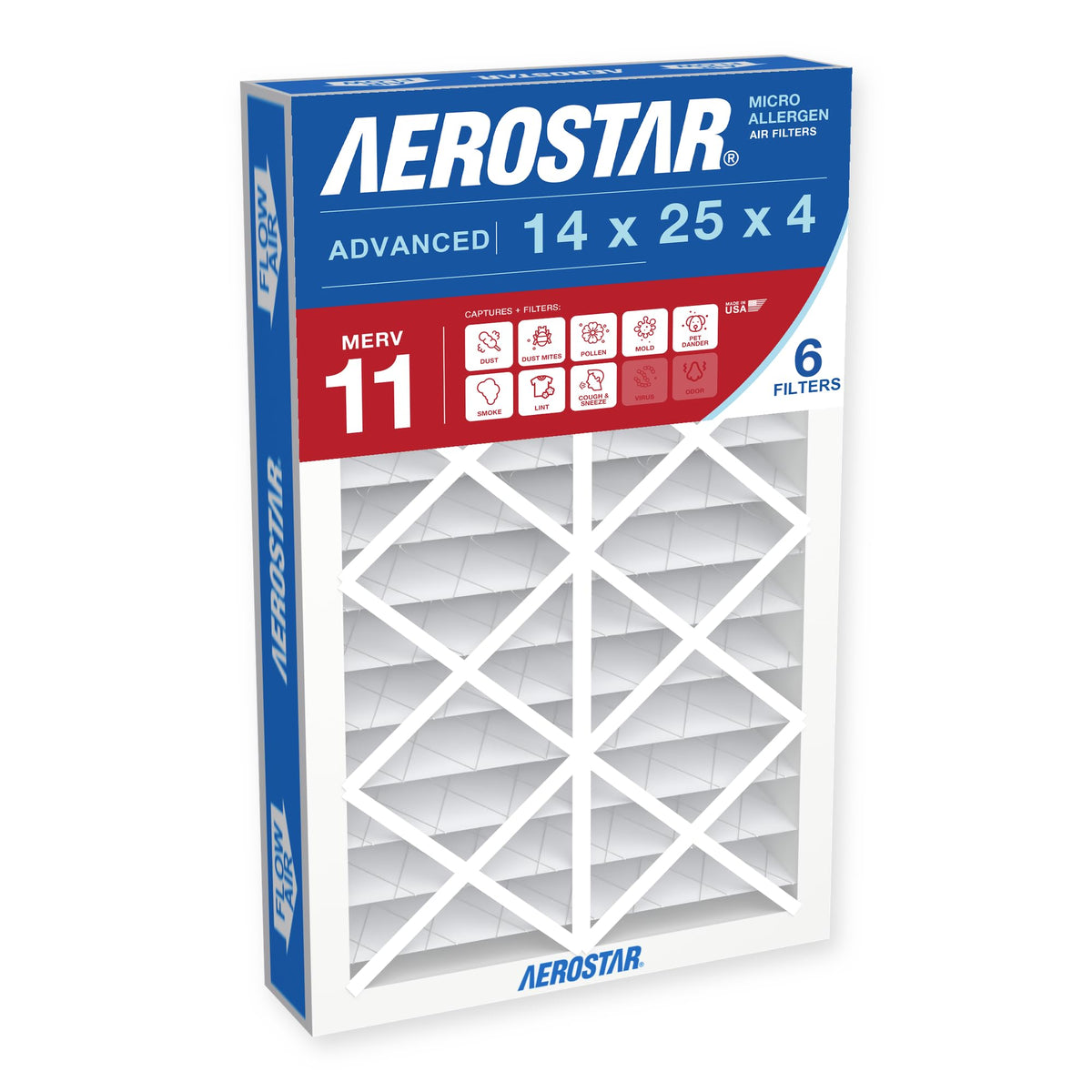 14x25x4 Air Filter MERV 8, Home AC HVAC Furnace Filter, 4 Pack