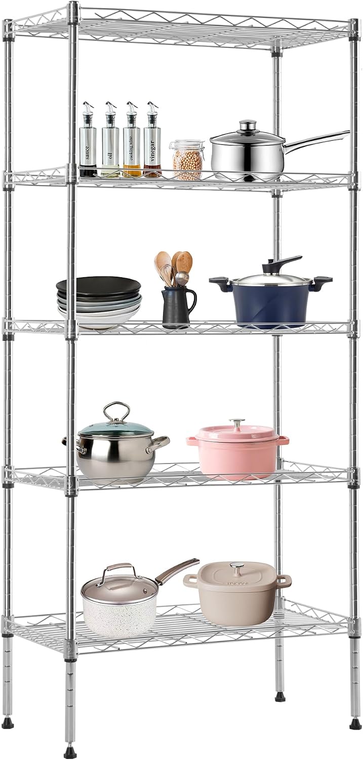 5-Tier Wire Shelf | 22" x 12" x 48" | Chrome