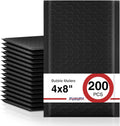 Black Bubble Mailers 4x8" 200 Pack Waterproof Padded Envelopes
