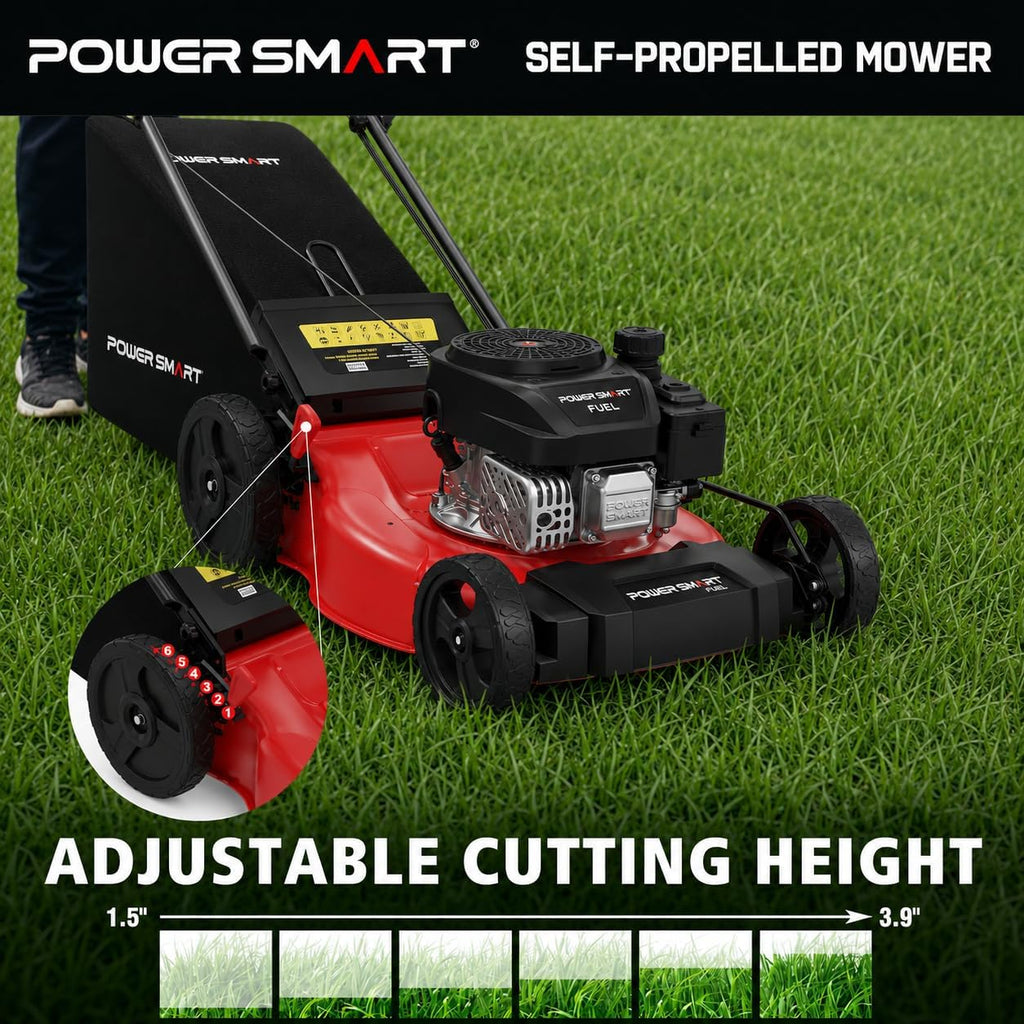 21" Gas Self-Propelled Lawn Mower for Hills & Medium Yards | 170cc OHV | 3-in-1 Mulching/Bagging/Discharge |