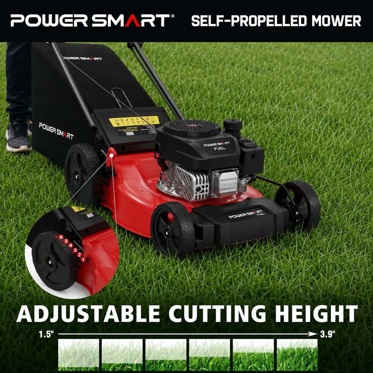 21" Gas Self-Propelled Lawn Mower for Hills & Medium Yards | 170cc OHV | 3-in-1 Mulching/Bagging/Discharge |