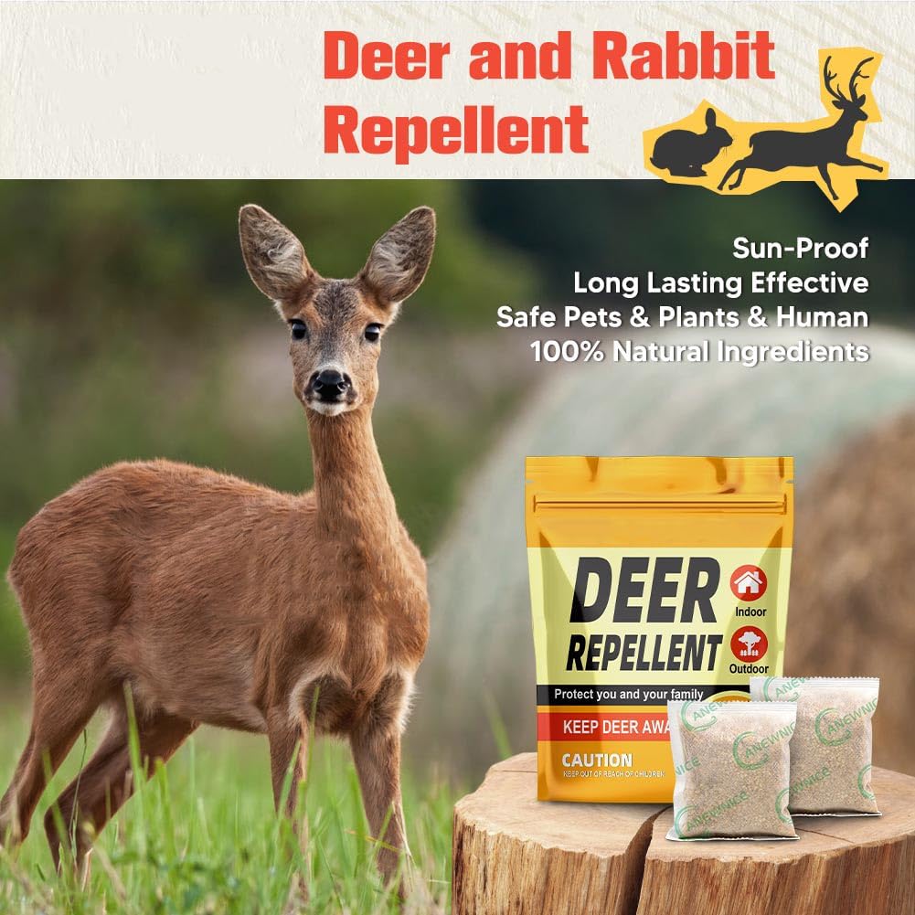 Deer Repellent for Plants, Rabbit Repellent Outdoor, Bunny Repellent, Naturally Repels Deer from Garden and Yard